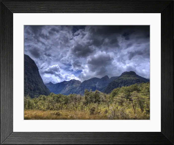 Framed Print : The Milford Track and Clinton River Valley in the South Island of New Zealand