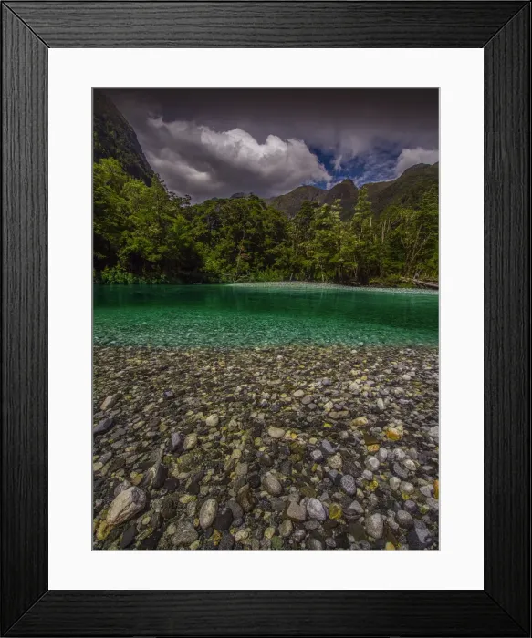 Framed Print : The Milford Track and Clinton River Valley in the South Island of New Zealand