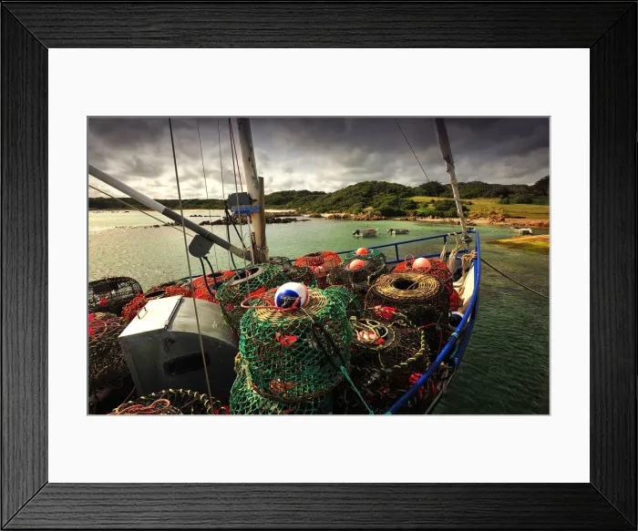 Framed Print : A scene from Currie Harbour, which is a safe anchorage for the local Crayfish (Lobster) industry. West coast of King Island, Bass Strait, Tasmania