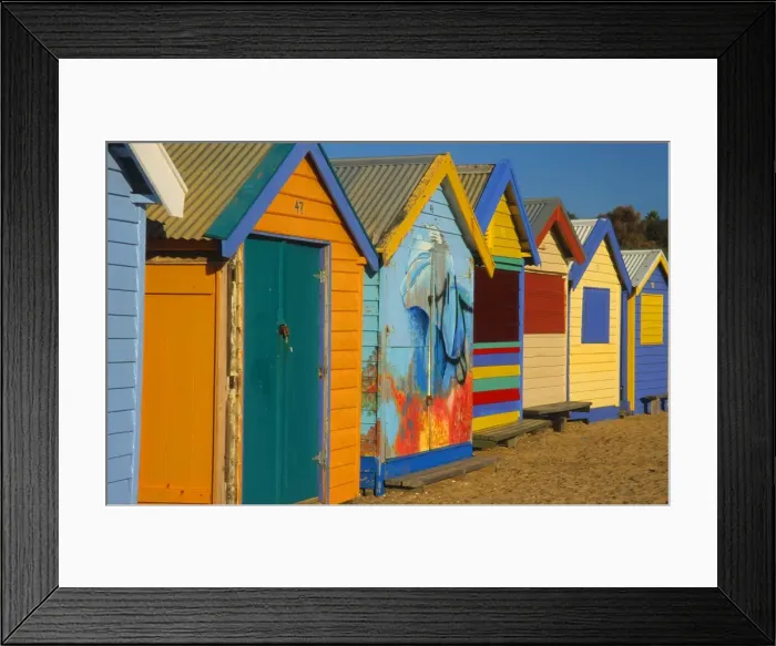 Framed Print : Bathing beach boxes at Brighton Beach, Port Phillip Bay, Melbourne Victoria Framed Print : Bathing beach boxes at Brighton Beach, Port Phillip Bay, Melbourne Victoria