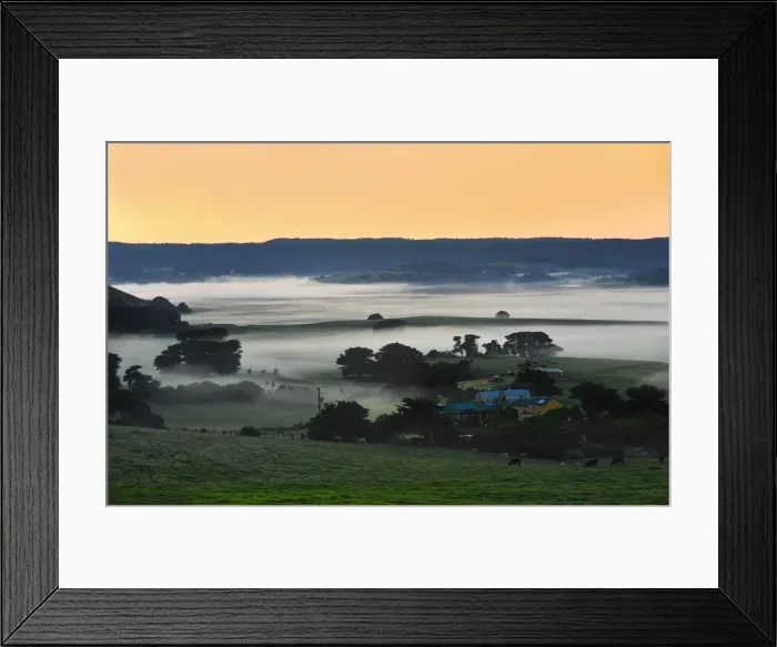 Framed Print : Ayre Valley winter mist rising at Dawn, Western coastline of Victoria Framed Print : Ayre Valley winter mist rising at Dawn, Western coastline of Victoria