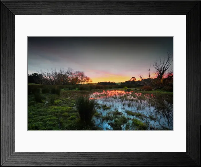 Framed Print : A dawn over farmland at Barwon Downs, Victoria