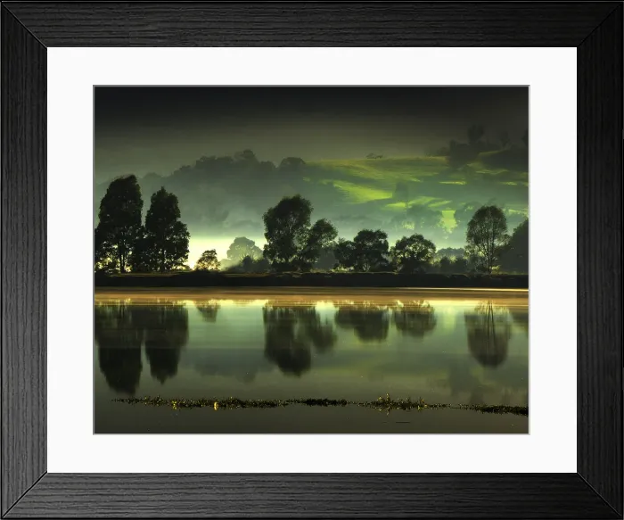 Framed Print : Autumn reflections and morning mist in the Kiewa valley, Central Victoria Framed Print : Autumn reflections and morning mist in the Kiewa valley, Central Victoria