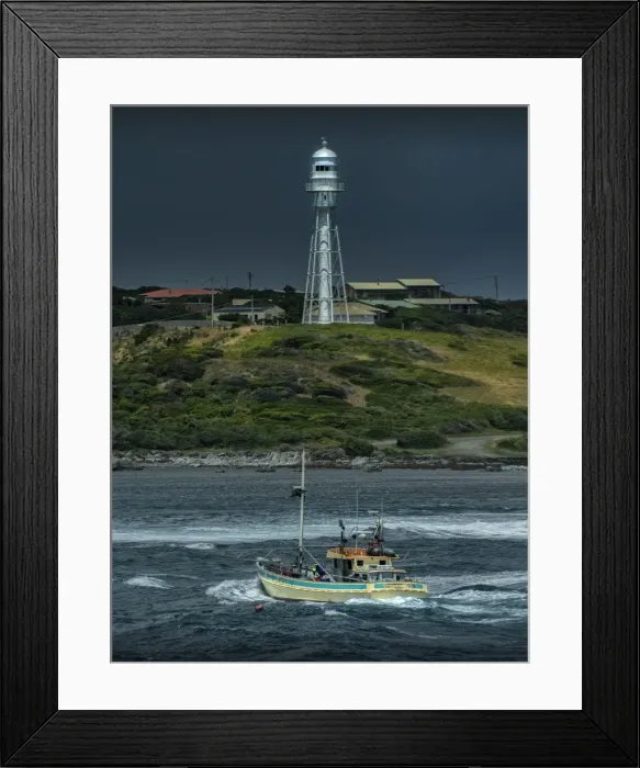 Framed Print : A scene from Currie Harbour, which is a safe anchorage for the local Crayfish (Lobster) industry. West coast of King Island, Bass Strait, Tasmania