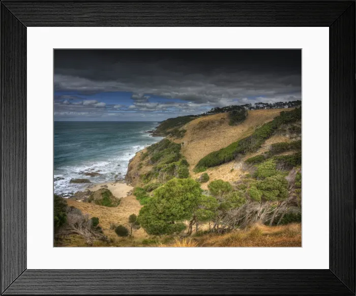 Framed Print : Coastal views near the Wall, an area so named because of its steepness, extreme difficulty and sheer hardship to land boats in the early colonial days. East coast of King Island, Bass Strait, Tasmania Framed Print : Coastal views near the Wall, an area so named because of its steepness, extreme difficulty and sheer hardship to land boats in the early colonial days. East coast of King Island, Bass Strait, Tasmania