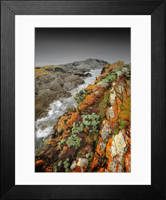 Framed Print : Seal bay, isolated, and extremely rugged and rocky coastline, is magnificent in winter as huge waves pound the coast. King Island, Bass Strait, Tasmania Framed Print : Seal bay, isolated, and extremely rugged and rocky coastline, is magnificent in winter as huge waves pound the coast. King Island, Bass Strait, Tasmania