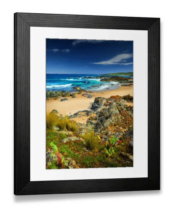 Framed Print : City of Melbourne Bay, named after a shipwreck, is a beautiful small cove on the Eastern coastline of King Island, Bass Strait, Tasmania Framed Print : City of Melbourne Bay, named after a shipwreck, is a beautiful small cove on the Eastern coastline of King Island, Bass Strait, Tasmania