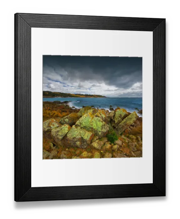 Framed Print : City of Melbourne Bay, named after a shipwreck, is a beautiful small cove on the Eastern coastline of King Island, Bass Strait, Tasmania
