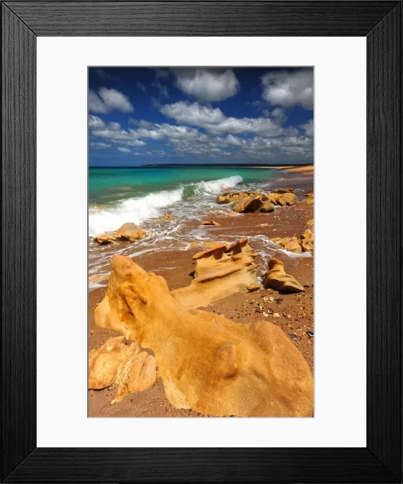 Framed Print : Frasers beach and rocky coastline on the Eastern side of King Island, Bass Strait, Tasmania Framed Print : Frasers beach and rocky coastline on the Eastern side of King Island, Bass Strait, Tasmania