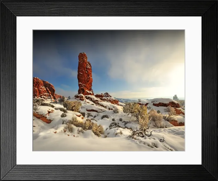 Framed Print : Arches National Park in Utah, South-western United States, with a mantle of rare winter snow Framed Print : Arches National Park in Utah, South-western United States, with a mantle of rare winter snow
