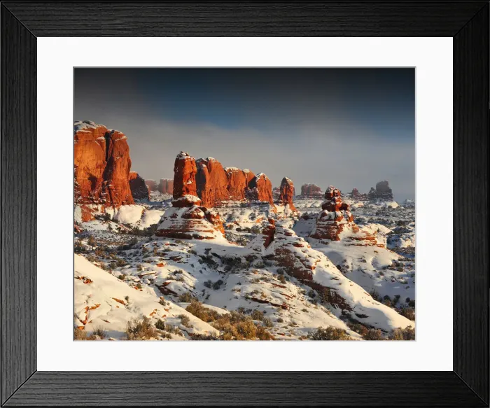 Framed Print : Arches National Park in Utah, South-western United States, with a mantle of rare winter snow Framed Print : Arches National Park in Utah, South-western United States, with a mantle of rare winter snow