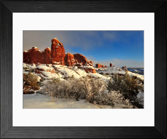 Framed Print : Arches National Park in Utah, South-western United States, with a mantle of rare winter snow Framed Print : Arches National Park in Utah, South-western United States, with a mantle of rare winter snow