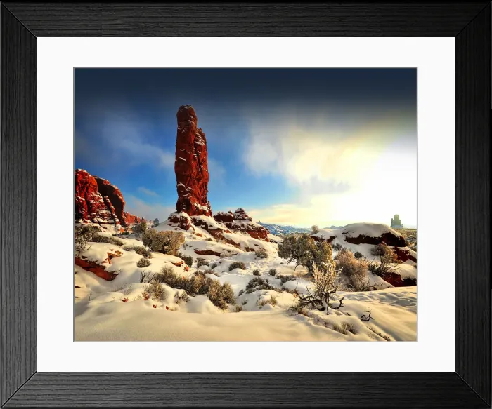 Framed Print : Arches National Park in Utah, South-western United States, with a mantle of rare winter snow Framed Print : Arches National Park in Utah, South-western United States, with a mantle of rare winter snow