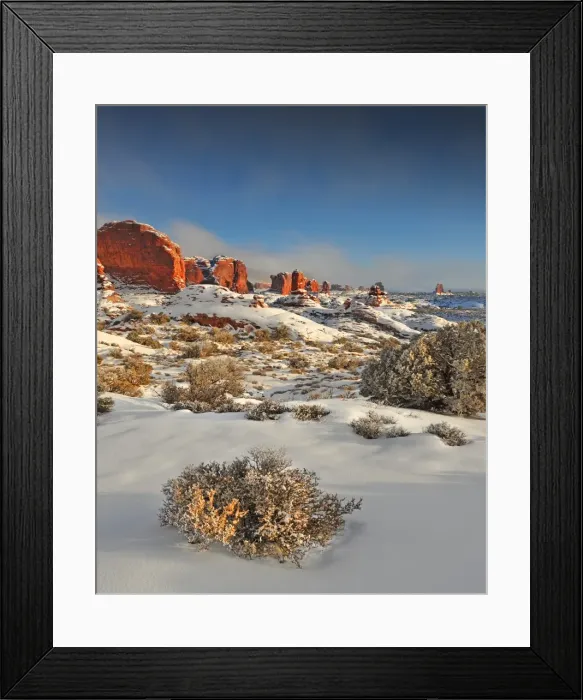 Framed Print : Arches National Park in Utah, South-western United States, with a mantle of rare winter snow