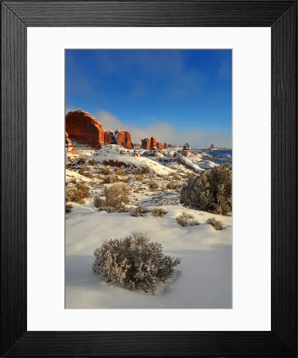 Framed Print : Arches National Park in Utah, South-western United States, with a mantle of rare winter snow Framed Print : Arches National Park in Utah, South-western United States, with a mantle of rare winter snow