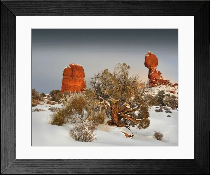 Framed Print : Arches National Park in Utah, South-western United States, with a mantle of rare winter snow