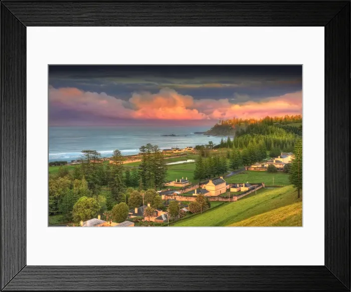 Framed Print : Kingston, Norfolk Island, is a very historic Georgian village and fully restored colonial outpost of the British Empire during the convict transportation era. Built by convicts under cruel supervision, now a peaceful world heritage listed area
