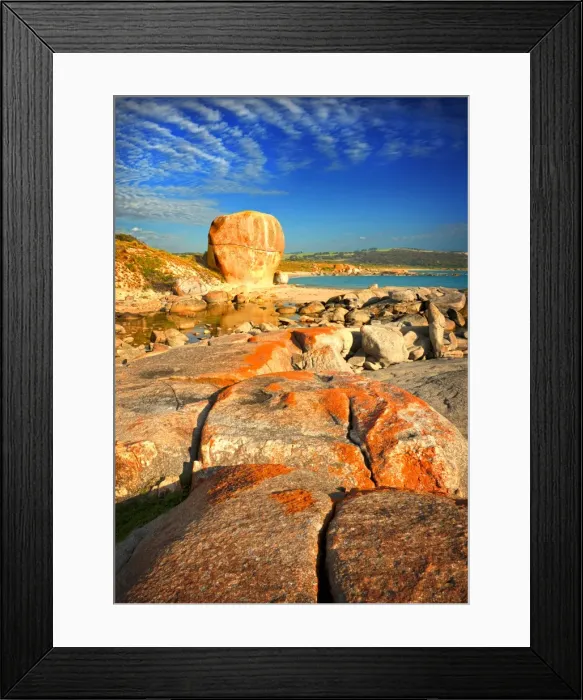 Framed Print : Castle Rock and the colourful coastline at Marshall bay, Flinders Island, Bass Strait, Tasmania Framed Print : Castle Rock and the colourful coastline at Marshall bay, Flinders Island, Bass Strait, Tasmania
