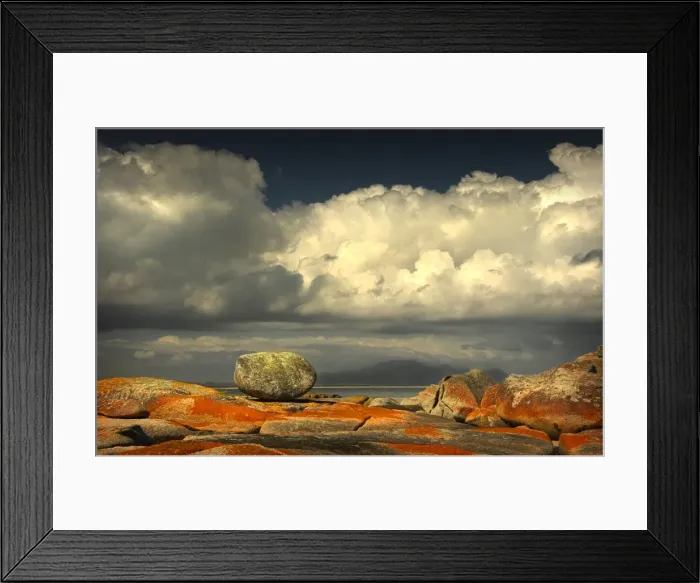 Framed Print : Balanced rocks at Sawyers Beach, Flinders Island, Bass Strait, Tasmania