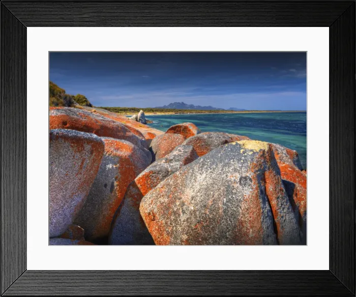Framed Print : Blue Rocks, an area of coastline just north of Whitemark, Flinders Island, Bass Strait, Tasmania