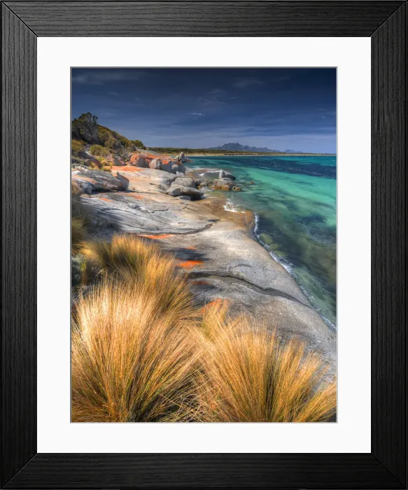 Framed Print : Blue Rocks, an area of coastline just north of Whitemark, Flinders Island, Bass Strait, Tasmania Framed Print : Blue Rocks, an area of coastline just north of Whitemark, Flinders Island, Bass Strait, Tasmania