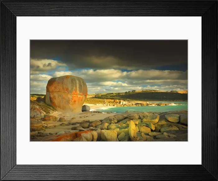 Framed Print : Castle Rock and the colourful coastline at Marshall bay, Flinders Island, Bass Strait, Tasmania Framed Print : Castle Rock and the colourful coastline at Marshall bay, Flinders Island, Bass Strait, Tasmania