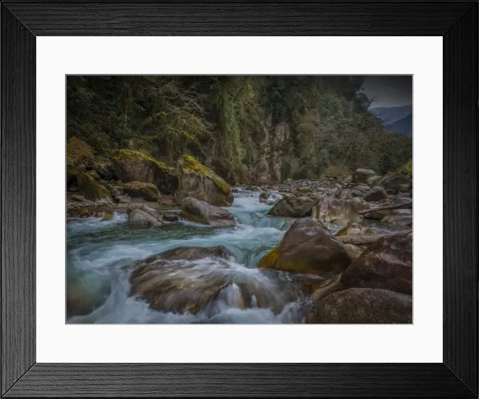 Framed Print : Surging river rapids at Gasa, Bhutan