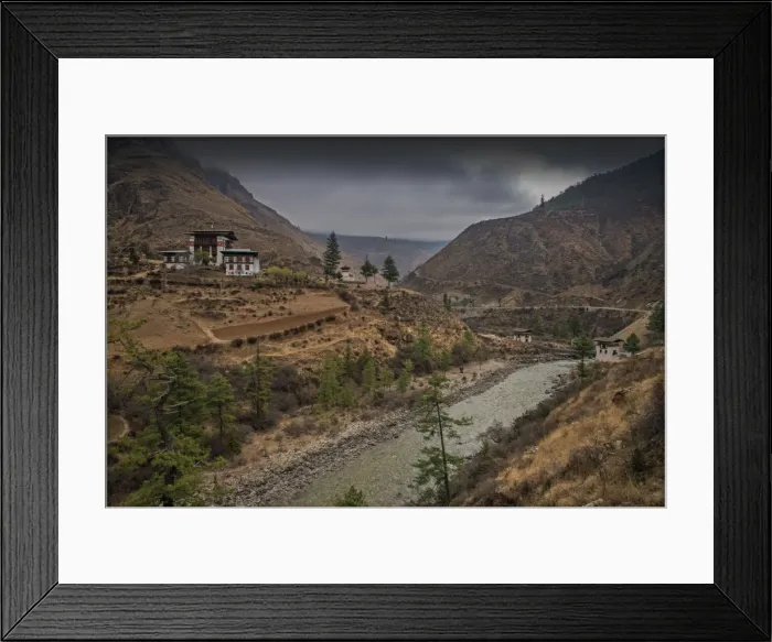 Framed Print : Paro river and Temple view, Bhutan Framed Print : Paro river and Temple view, Bhutan