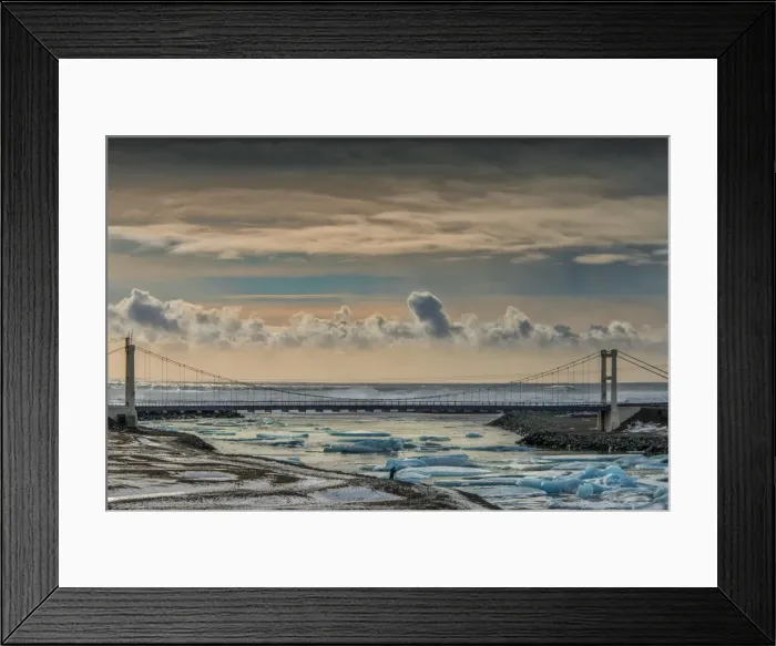 Framed Print : Jokulsarlon lagoon in winter with floating ice bergs after a storm Framed Print : Jokulsarlon lagoon in winter with floating ice bergs after a storm