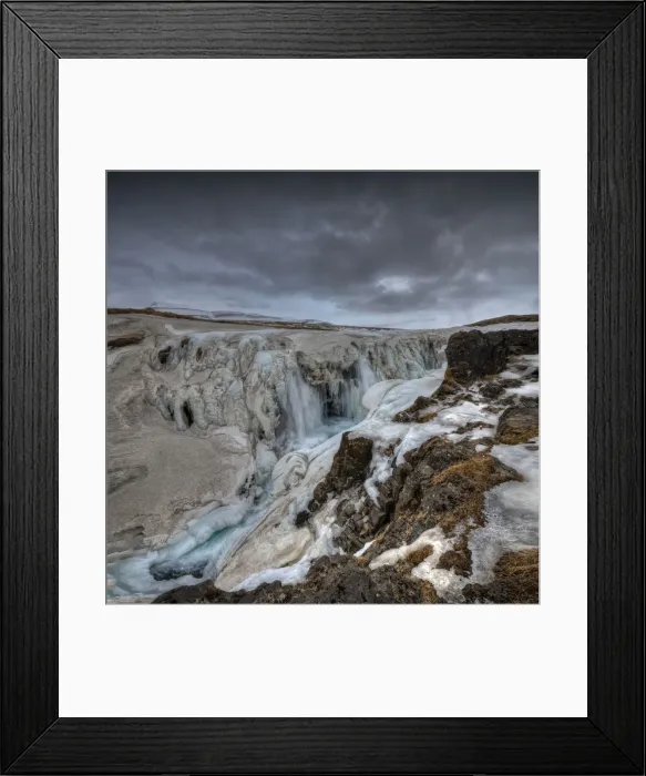 Framed Print : Koluglijufur Gorge and waterfall in Winter