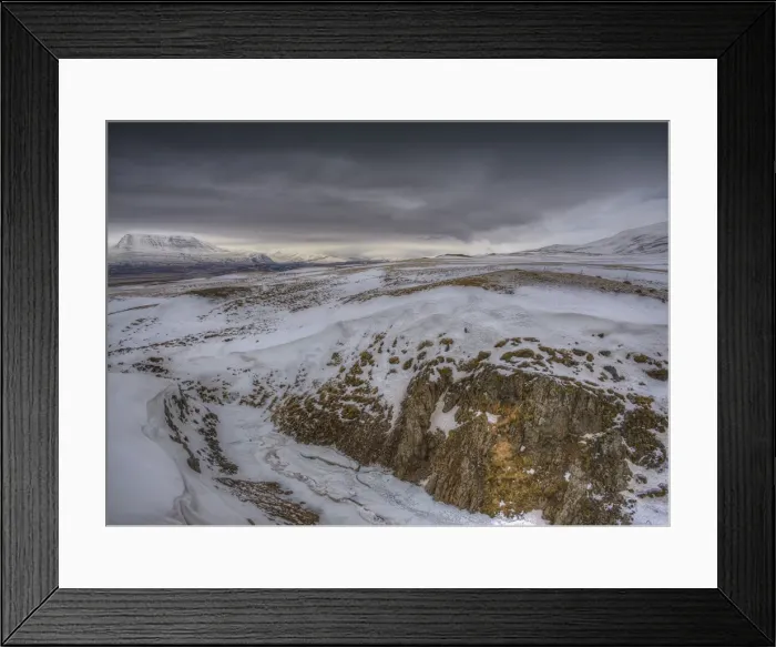 Framed Print : Koluglijufur Gorge and waterfall in Winter Framed Print : Koluglijufur Gorge and waterfall in Winter