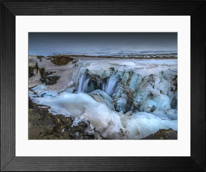Framed Print : Koluglijufur Gorge and waterfall in Winter