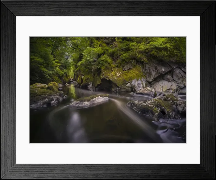Framed Print : Betws-y-coed fairy glen with wonderful cascading waterfalls, rapids and fern grottos in northern Wales, United Kingdom