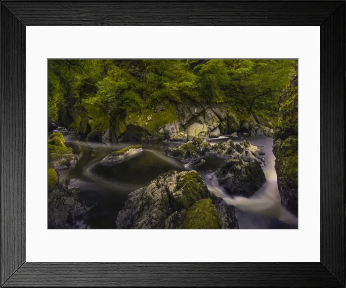 Framed Print : Betws-y-coed fairy glen with wonderful cascading waterfalls, rapids and fern grottos in northern Wales, United Kingdom
