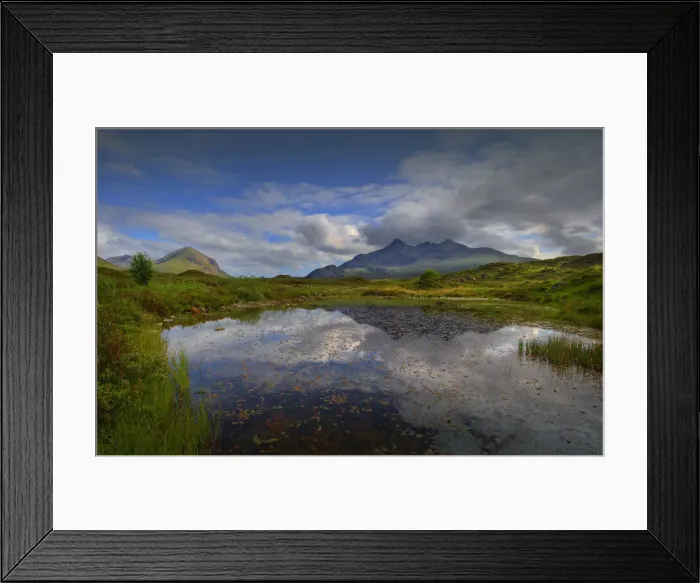Framed Print : view to the Cuillins, a dramatic mountain range on the Isle of Skye, Inner Hebrides, Scotland