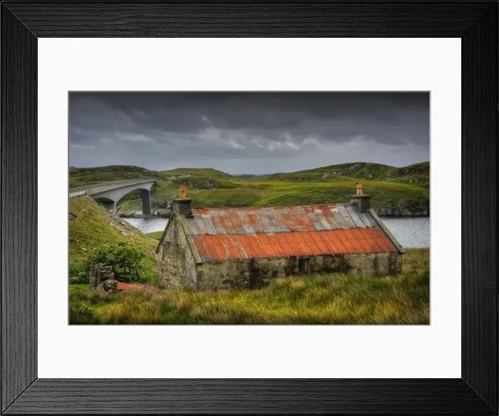 Framed Print : Old cottage near the new bridge to Scalpay, Outer Hebrides, Scotland Framed Print : Old cottage near the new bridge to Scalpay, Outer Hebrides, Scotland