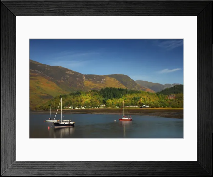 Framed Print : Moored boats on Loch Leven, Western highlands, Scotland