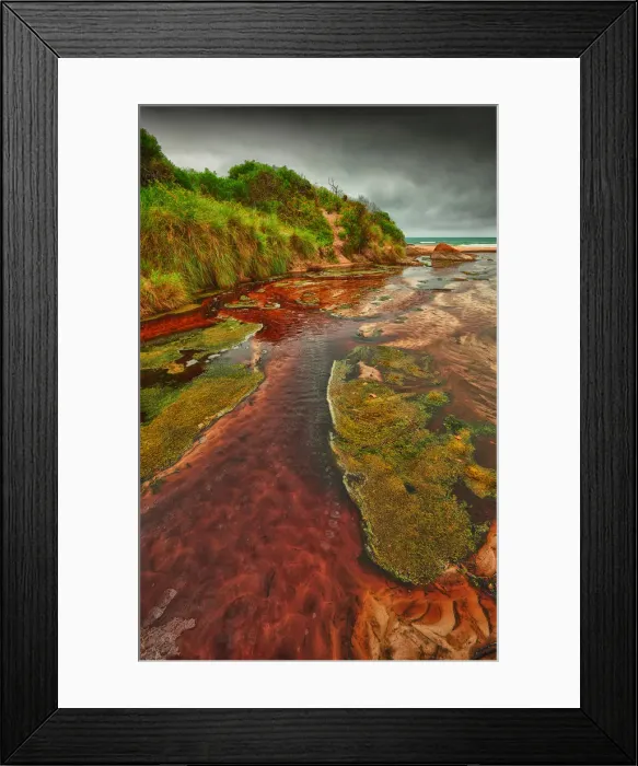 Framed Print : Tannin infused creek meandering its way onto the beach at Disappointment bay, King Island Tasmania Framed Print : Tannin infused creek meandering its way onto the beach at Disappointment bay, King Island Tasmania
