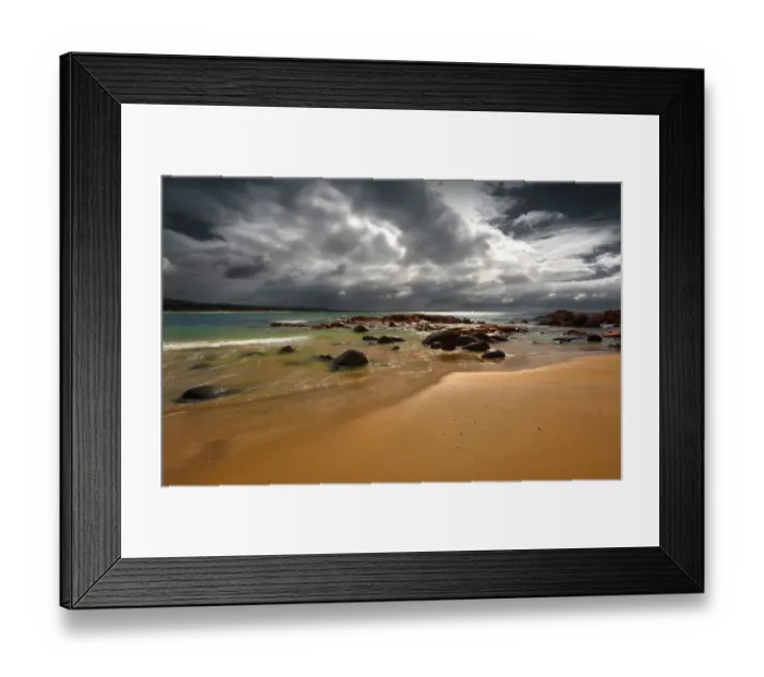 Framed Print : Dramatic Light at grassy bay, Bass Strait, king Island Tasmania