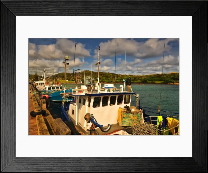Framed Print : Lobster trawlers tied to the wharf inside Currie harbour, King Island Tasmania
