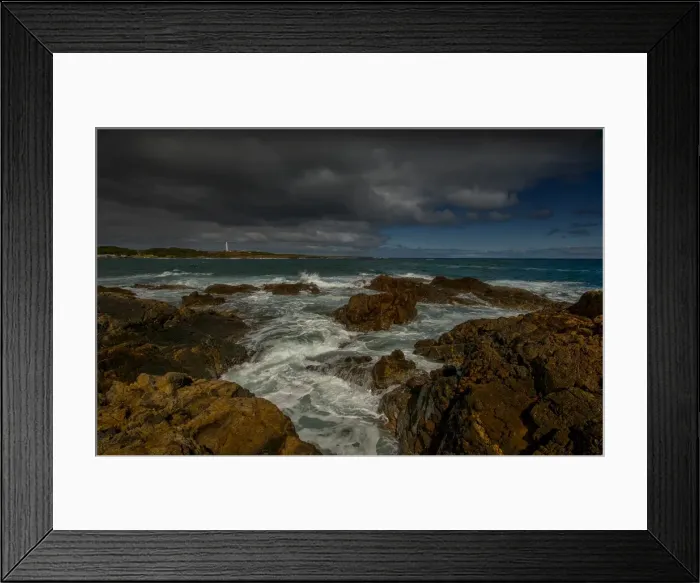 Framed Print : A view of Currie Harbour and Bass Strait, King Island Tasmania Framed Print : A view of Currie Harbour and Bass Strait, King Island Tasmania