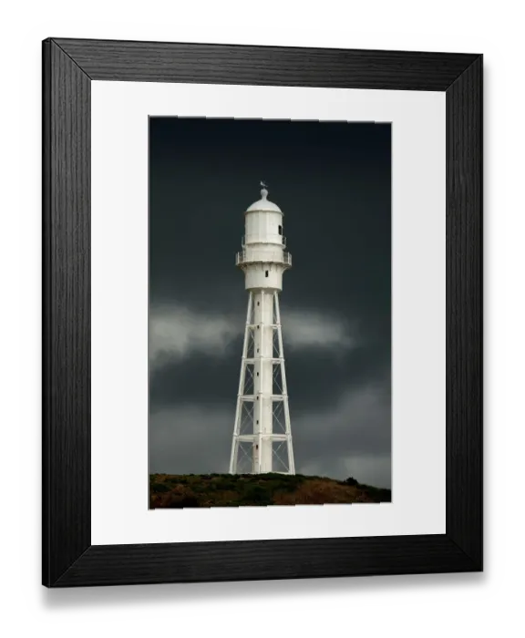 Framed Print : The Currie Lighthouse on King Island Tasmania, sent out from England and built in pieces from iron and steel