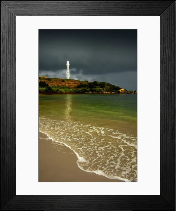 Framed Print : The Currie Lighthouse on King Island Tasmania, sent out from England and built in pieces from iron and steel Framed Print : The Currie Lighthouse on King Island Tasmania, sent out from England and built in pieces from iron and steel