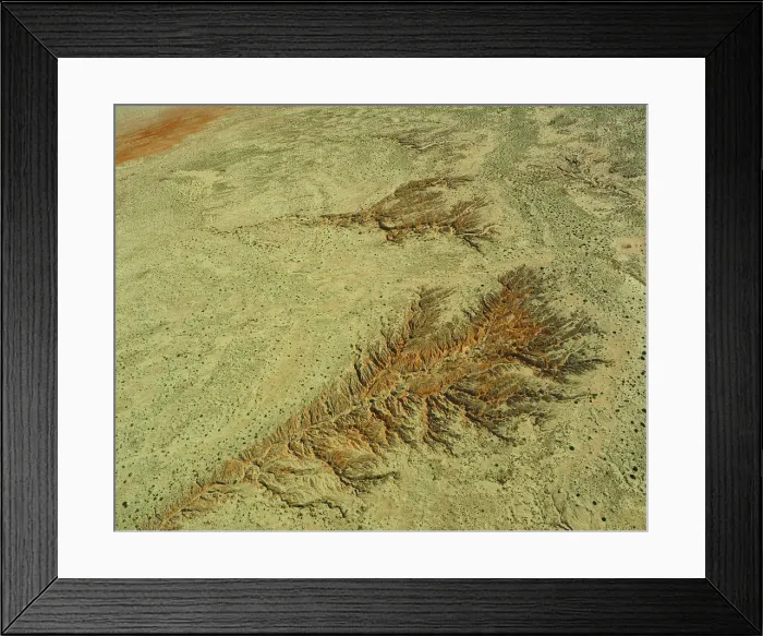 Framed Print : An Aerial view of the Australian outback in flood around Lake Eyre, showing the vibrant colours of the Landscape