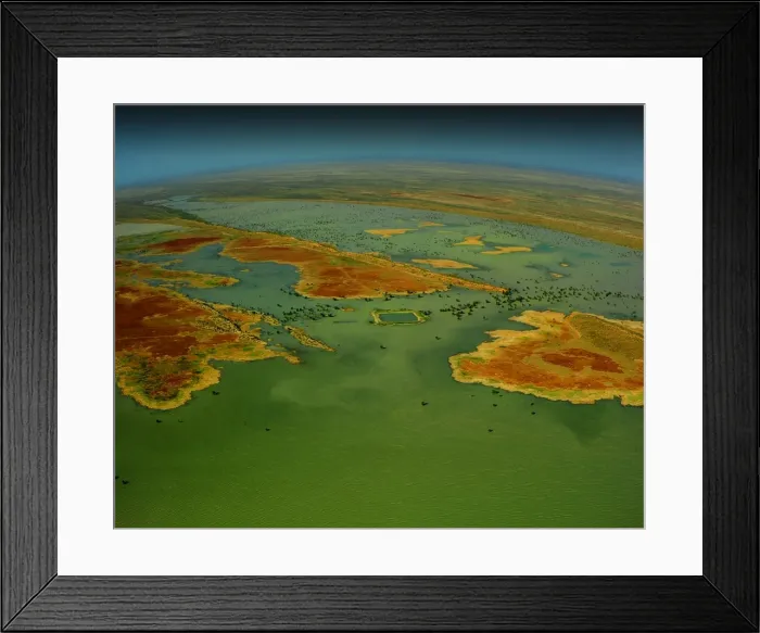 Framed Print : An Aerial view of the Australian outback in flood, showing the vibrant colours of the Landscape Framed Print : An Aerial view of the Australian outback in flood, showing the vibrant colours of the Landscape