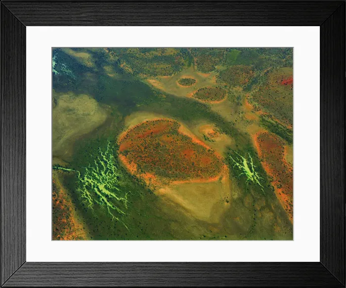 Framed Print : An Aerial view of the Australian outback in flood, showing the vibrant colours of the Landscape Framed Print : An Aerial view of the Australian outback in flood, showing the vibrant colours of the Landscape