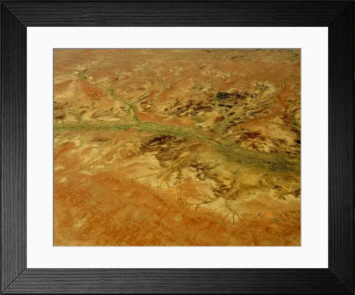 Framed Print : An Aerial view of the Australian outback, showing the vibrant colours of the Landscape