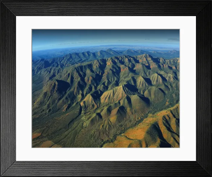 Framed Print : An Aerial view of the Australian outback in the Flinders Ranges, showing the vibrant colours of the Landscape