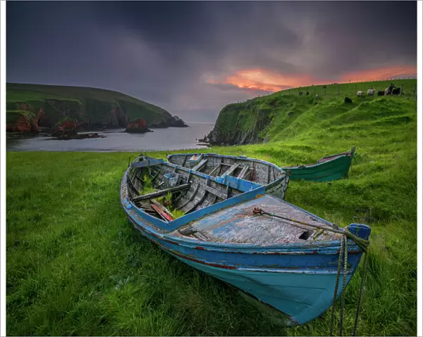 Derelict fishing boats, Spiggi, Shetland Islands Scotland