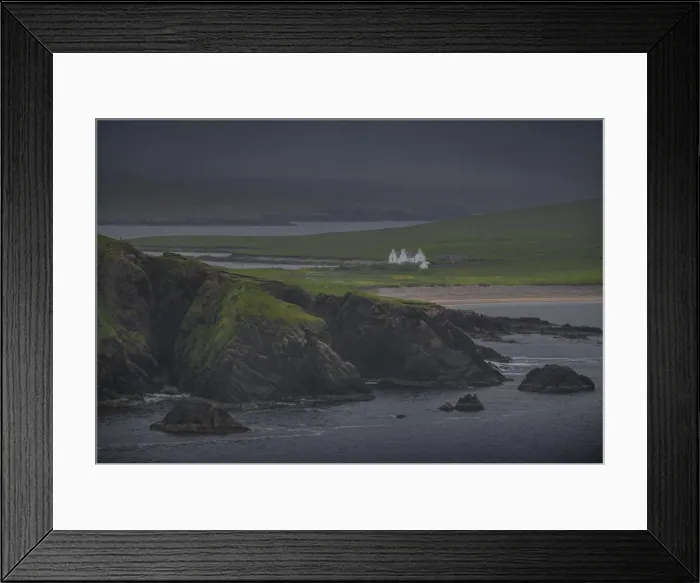 Framed Print : Coastline near Hillswick, Shetland Islands Scotland